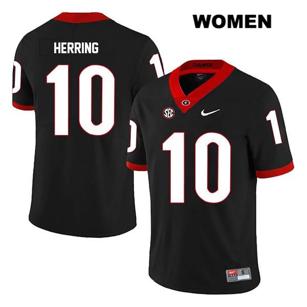 Georgia Bulldogs Women's Malik Herring #10 NCAA Legend Authentic Black Nike Stitched College Football Jersey KSB2356IT